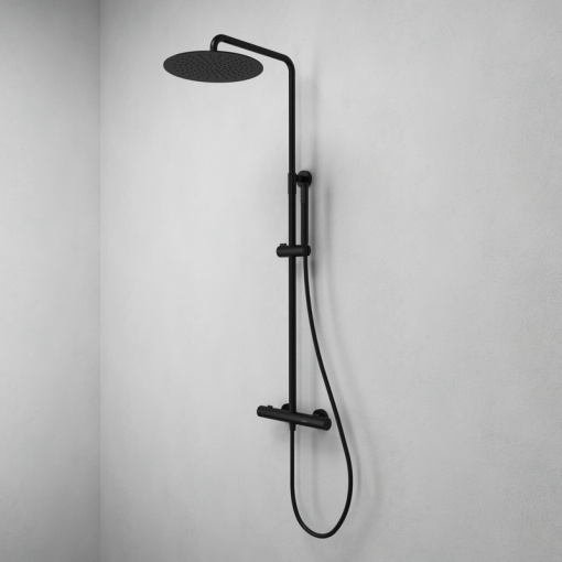 Душевая система Abelsberg Fluida SNS75103MB с термостатом для ванны и душа, вулканический черный