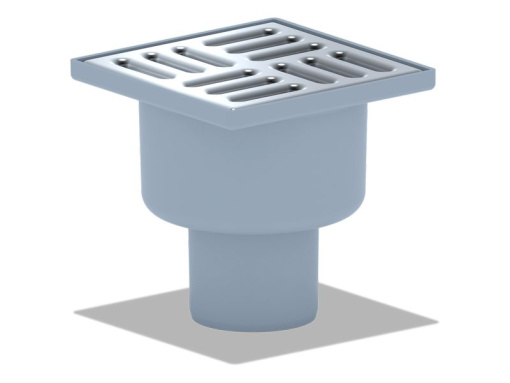 Трап вертикальный нерегулируемый АНИ Пласт TA5202 выпуск 50 мм с решеткой из нержавеющей стали 100х100 мм