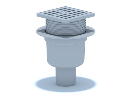 Трап вертикальный регулируемый АНИ Пласт TA5704 выпуск 50 мм с решеткой из пластика 100х100 мм