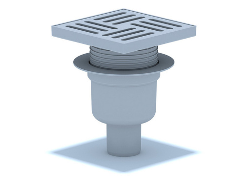 Трап вертикальный регулируемый АНИ Пласт TA5710 выпуск 50 мм с решеткой из пластика 150х150 мм