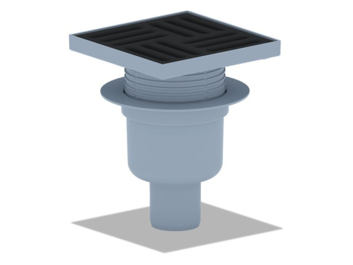 Трап вертикальный регулируемый АНИ Пласт TA5716 выпуск 50 мм с решеткой из чугуна 150х150 мм