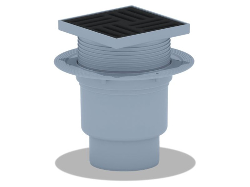 Трап для душа АНИ Пласт TQ1716 DN110 вертикальный регулируемый с сухим затвором и решёткой из чугуна 150х150 мм