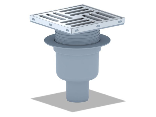 Трап для душа АНИ Пласт TQ5712 DN50 вертикальный регулируемый с сухим затвором и решёткой из нержавеющей стали 150х150 мм