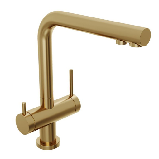 Смеситель для кухни Abelsberg Pura UVF70929BG с возможностью подключения фильтра для воды, цвет королевское золото, PVD покрытие