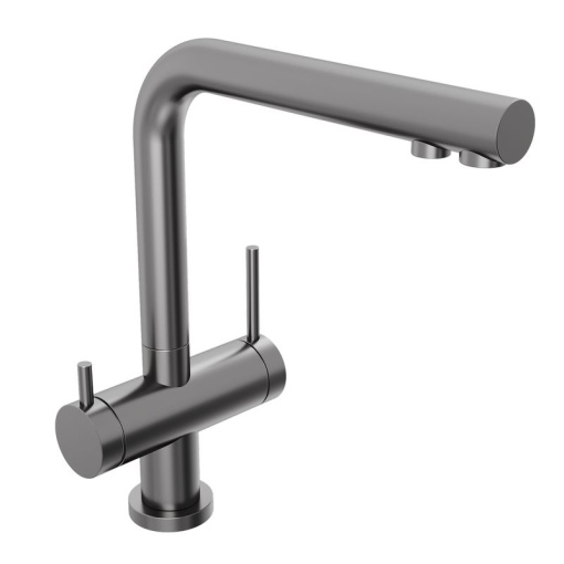 Смеситель для кухни Abelsberg Pura UVF70929GM с возможностью подключения фильтра для воды, цвет космическая сталь, PVD покрытие