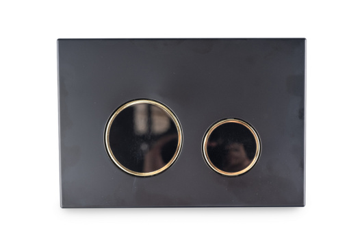 Клавиша АНИ Пласт для системы скрытой установки унитаза черная матовая, обод золото, клавиша черный глянец WP2353G