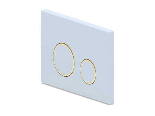 Клавиша АНИ Пласт для системы скрытой установки унитаза глянцевая белая, обод золото, клавиша белый глянец WPG2050G