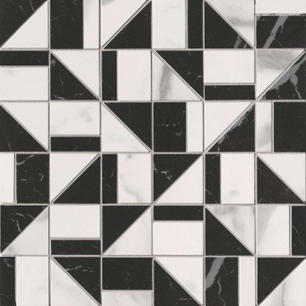 Мозаика Roma Gold Carrara Superiore/Nero Elegante Slash Mosaico (fQKN)